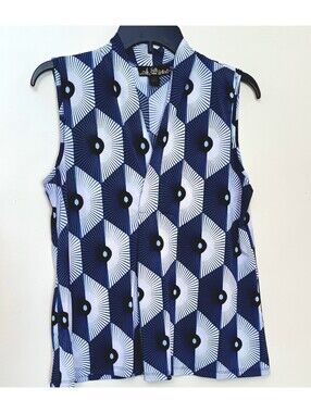 Blue, Black, White Geometric Sleeveless Top 80 Park